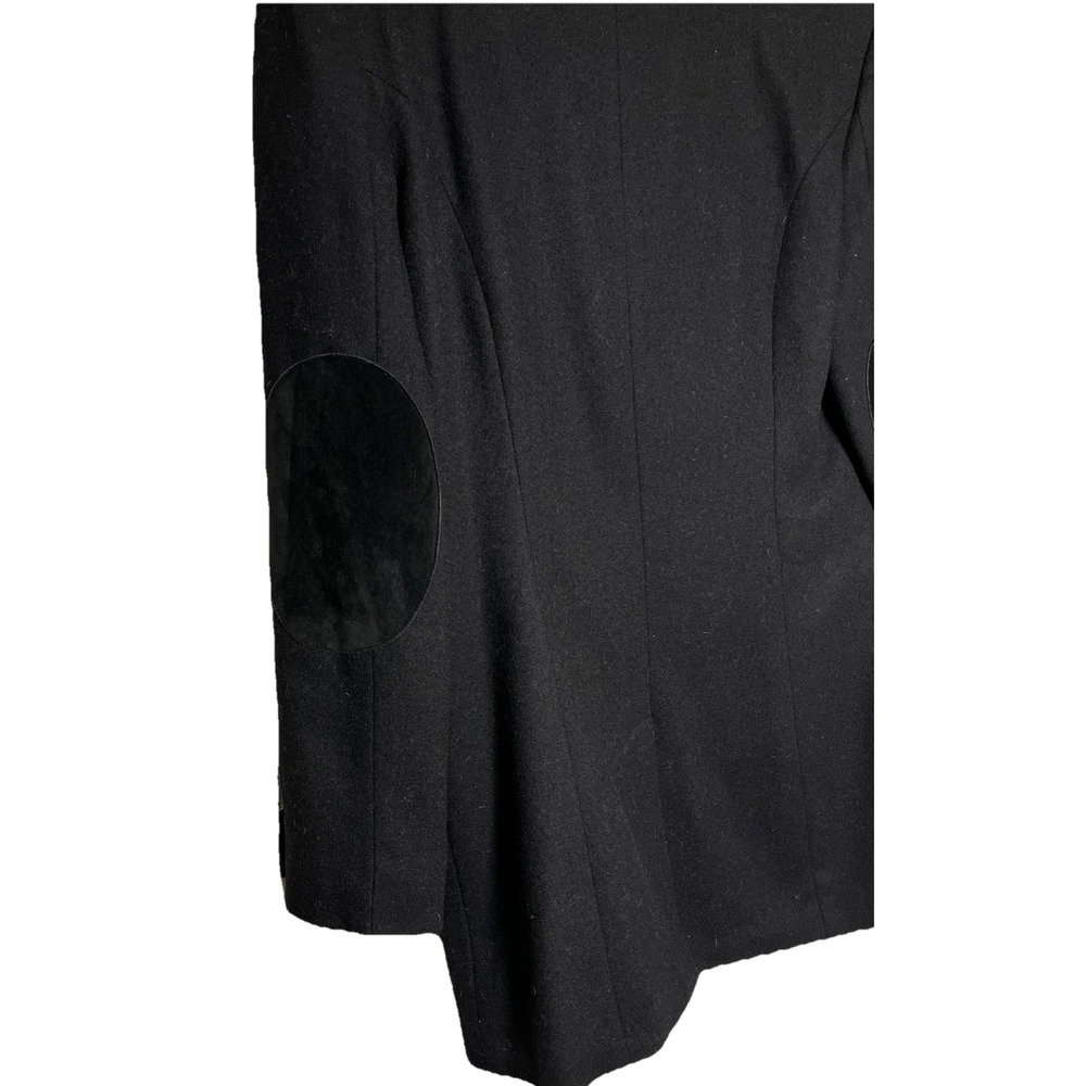 Vintage Charles Klein Womens Size 6 Black Wool Blazer Suede Collar Elbow Patches - Picture 6 of 9